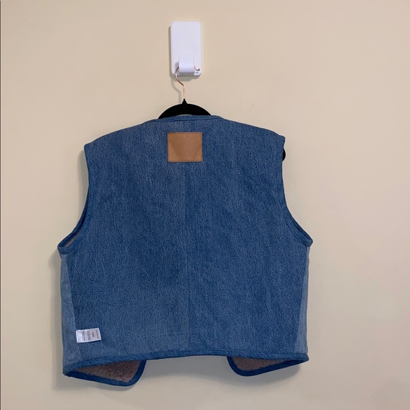 B SIDES Reversible Reworked Vintage Denim and Sherpa Vest Oatmeal XS/S $445 - Picture 6 of 8